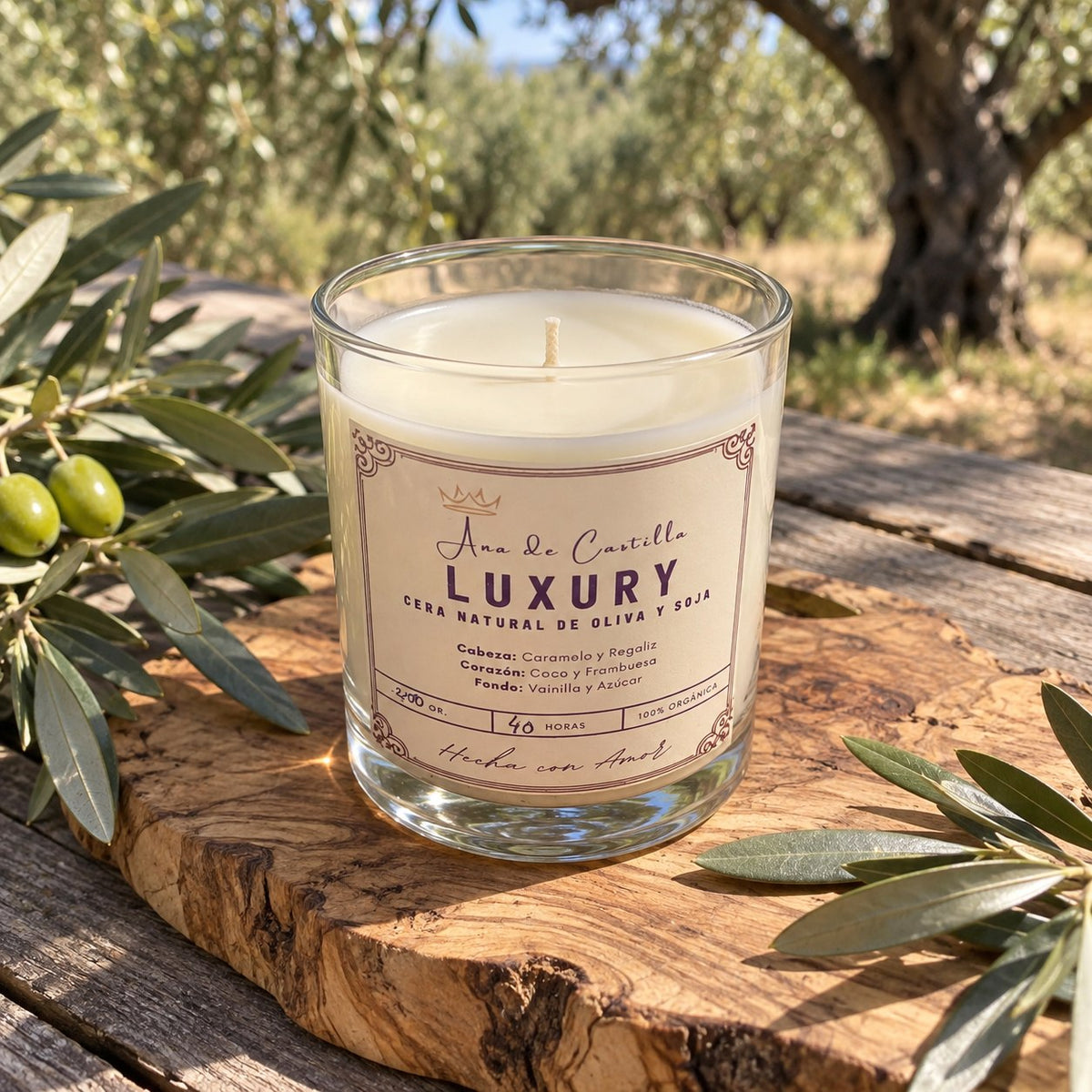 Velas con cera de oliva - Jabones Ana de Castilla